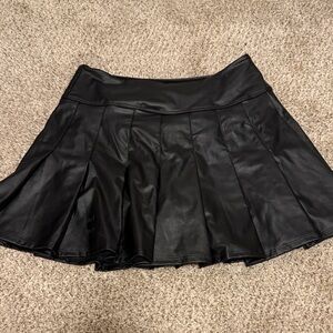OFFLINE Black Faux Leather Skater Skirt